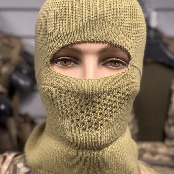 В'язана шапка-балаклава 2в1 койот